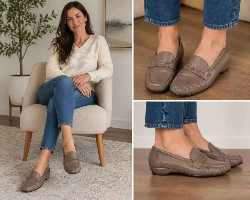 SAS Easier Loafers 7M Tripad Comfort Leather Mocha Beige Slip On Shoes USA